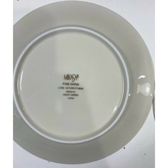 2 Mikasa Fine China Saucer Plates Nature's Theme Nancy Green Beige Gold Japan 6" - Picture 8 of 8
